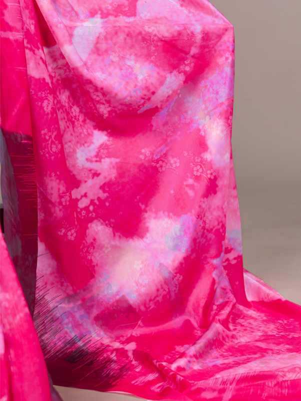 Satin Silk Designer Saree in Light Pink