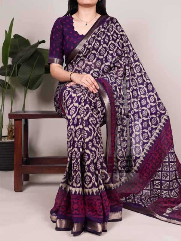 Viscose Chanderi Saree in Black