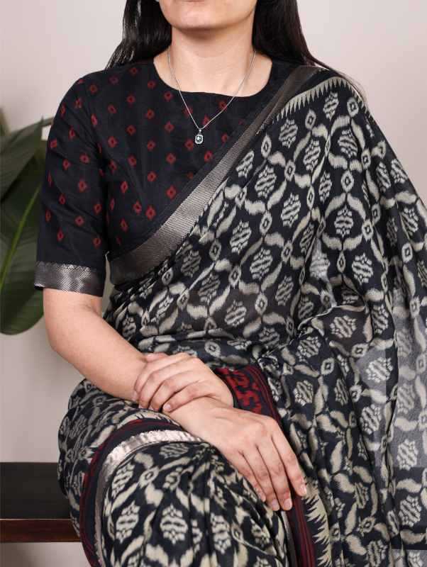 Viscose Chanderi Saree in Black