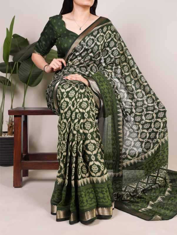 Viscose Printed Saree in Black
