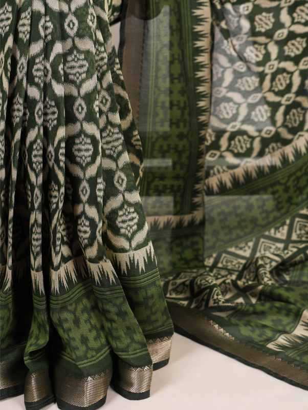 Viscose Printed Saree in Black