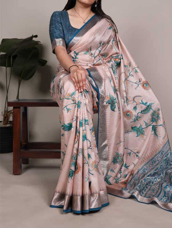 Tussar Silk Designer Saree in Beige