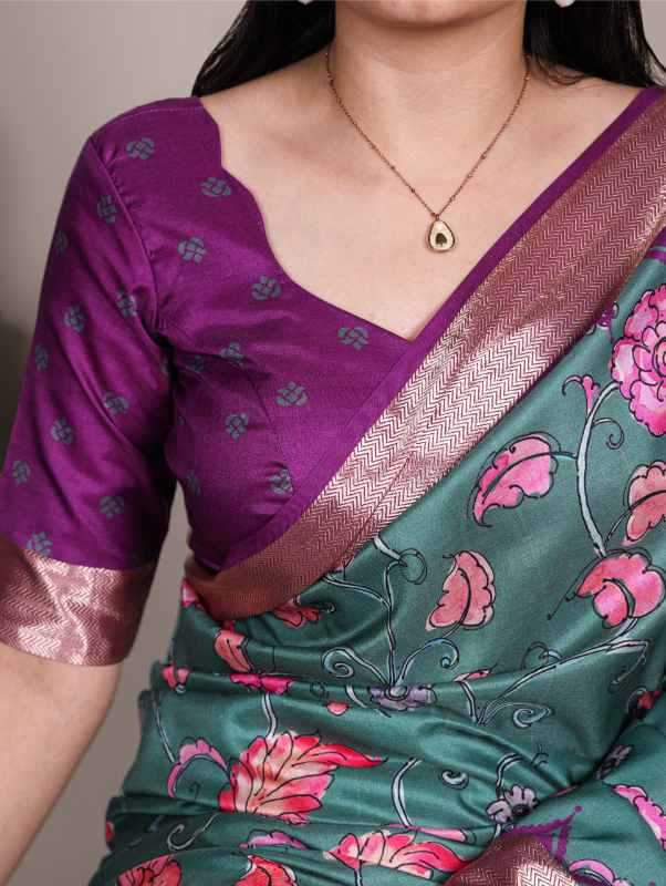Tussar Silk Printed Saree in Beige