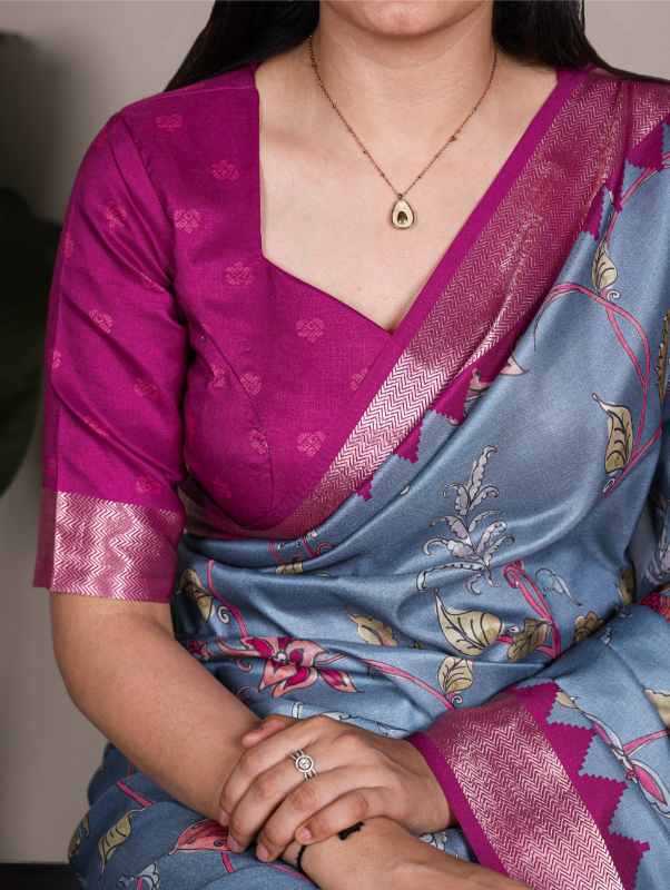 Tussar Silk Printed Saree in Beige