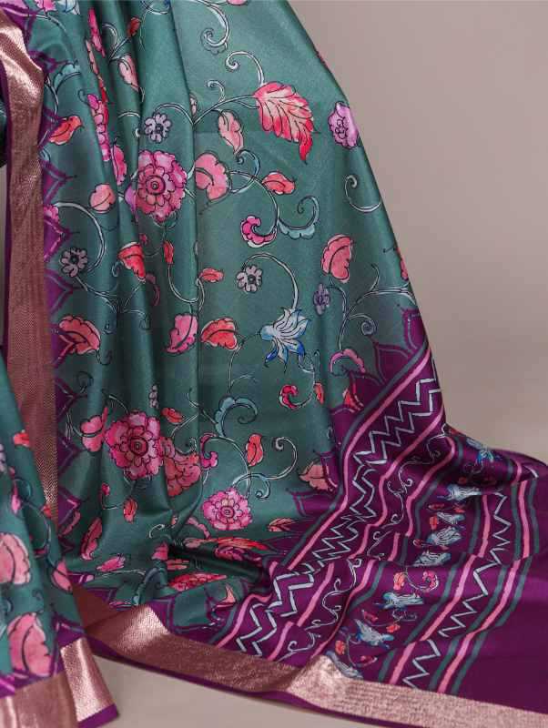 Tussar Silk Printed Saree in Beige