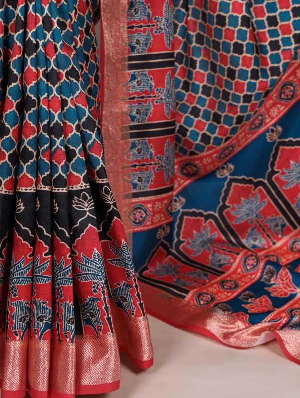Tussar Silk Designer Saree in Black