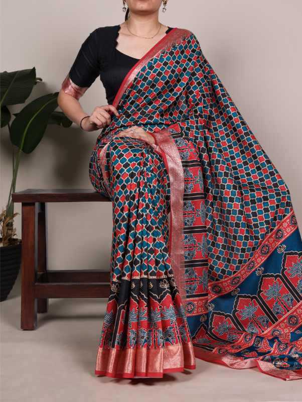 Tussar Silk Designer Saree in Black