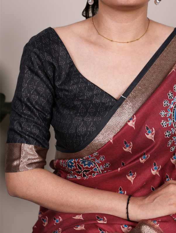 Tussar Silk Designer Saree in Black