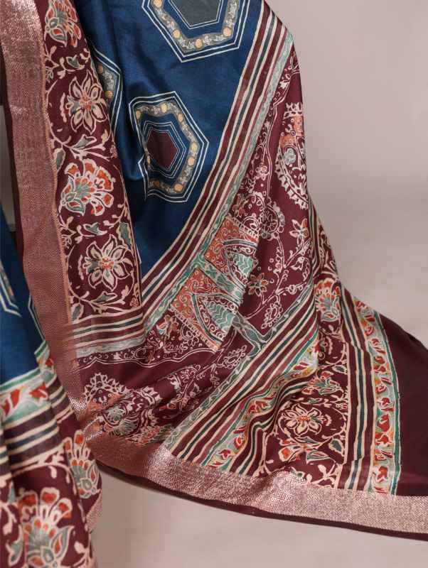 Tussar Silk Printed Saree in Red