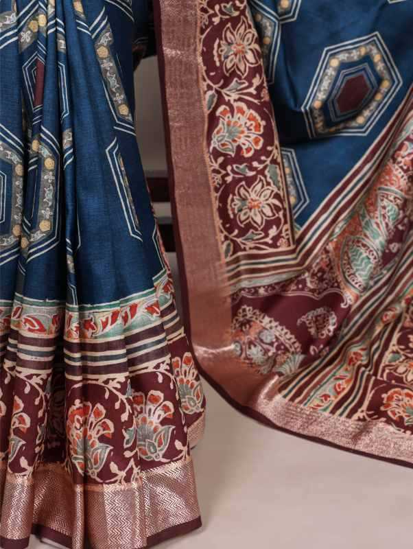 Tussar Silk Viscose Saree in Black