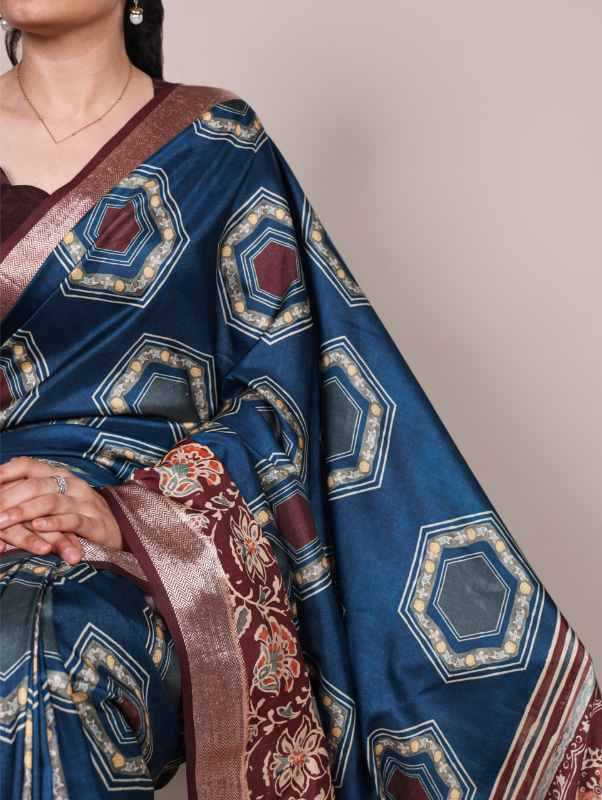 Tussar Silk Viscose Saree in Black