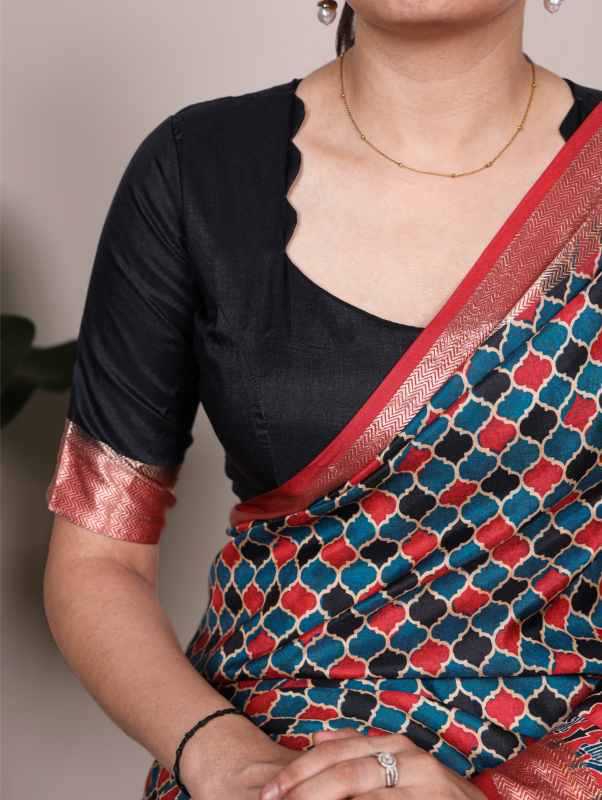 Tussar Silk Viscose Saree in Black