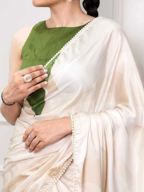Satin Designer Saree in Orange