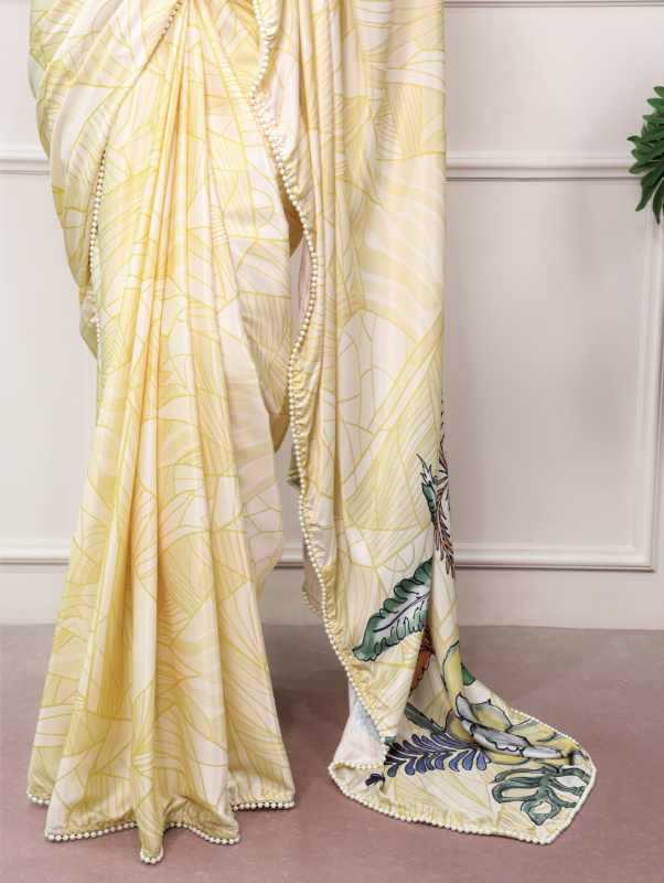 Satin Designer Saree in Orange