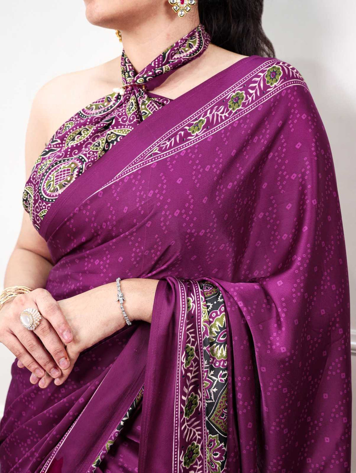 Satin Silk Printed Saree in Blue