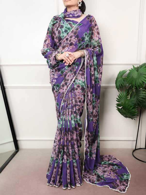 Silk Designer Saree in Bottle Green