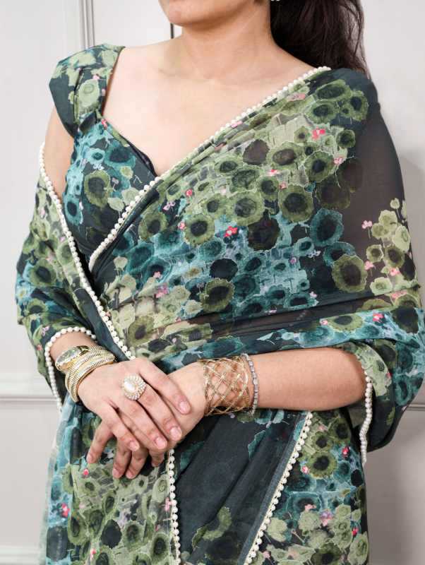 Silk Printed Saree in Purple