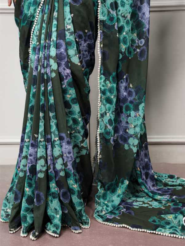 Silk Printed Saree in Purple