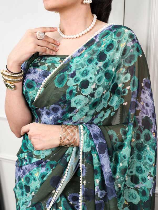 Silk Printed Saree in Purple