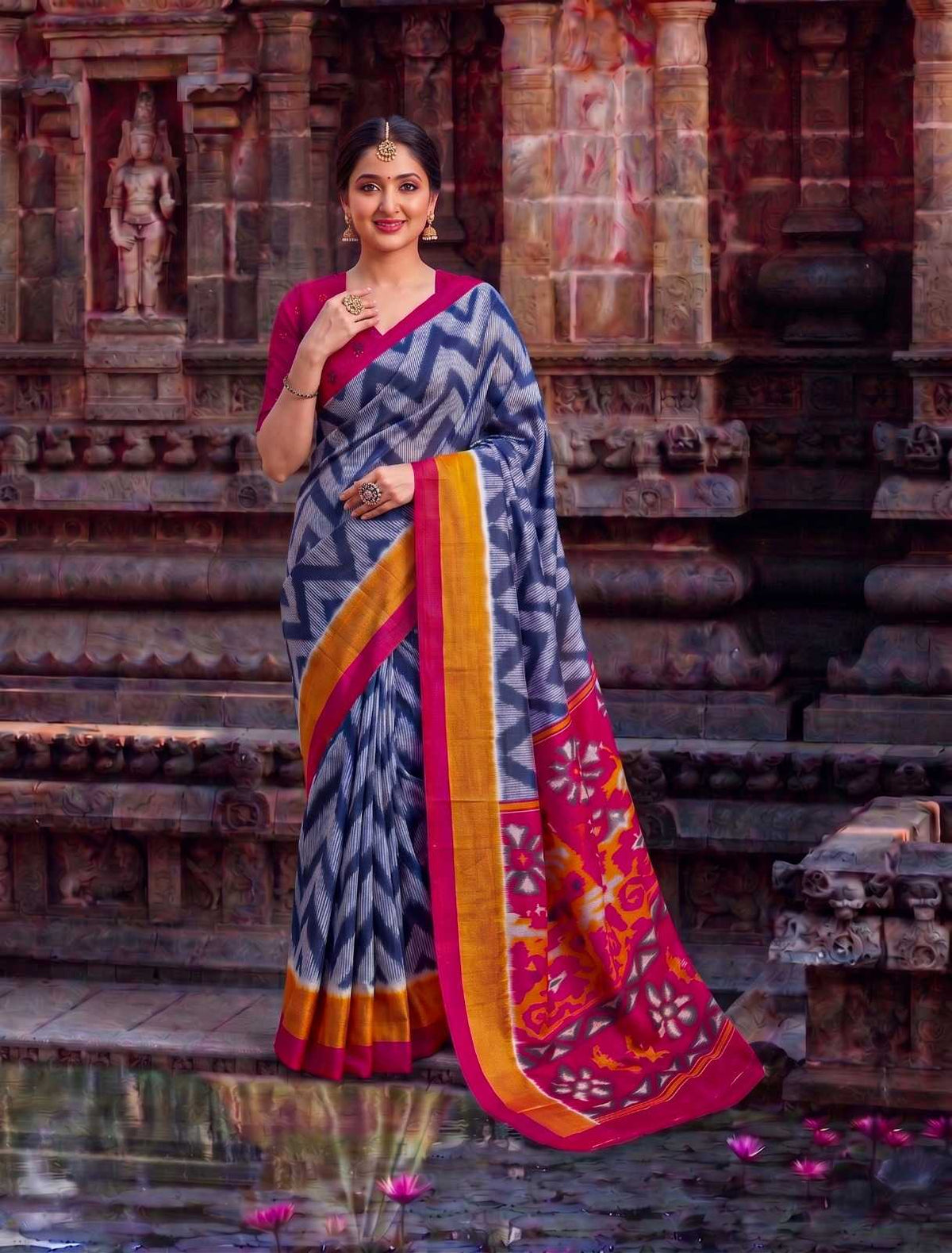 Tussar Silk Printed Saree in Wine