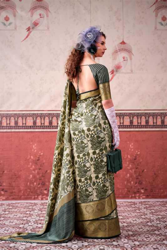 Tussar Silk Printed Saree in Dark Maroon