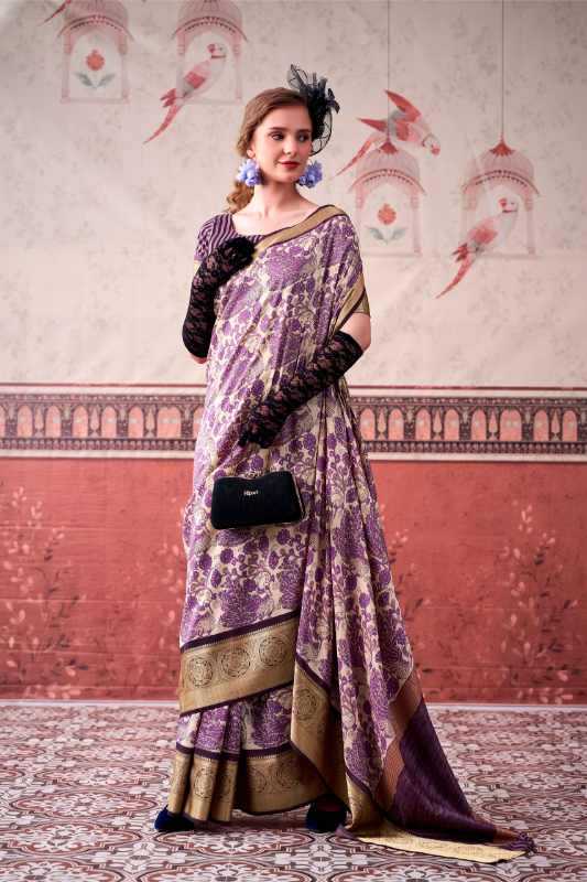 Tussar Silk Printed Saree in Dark Maroon