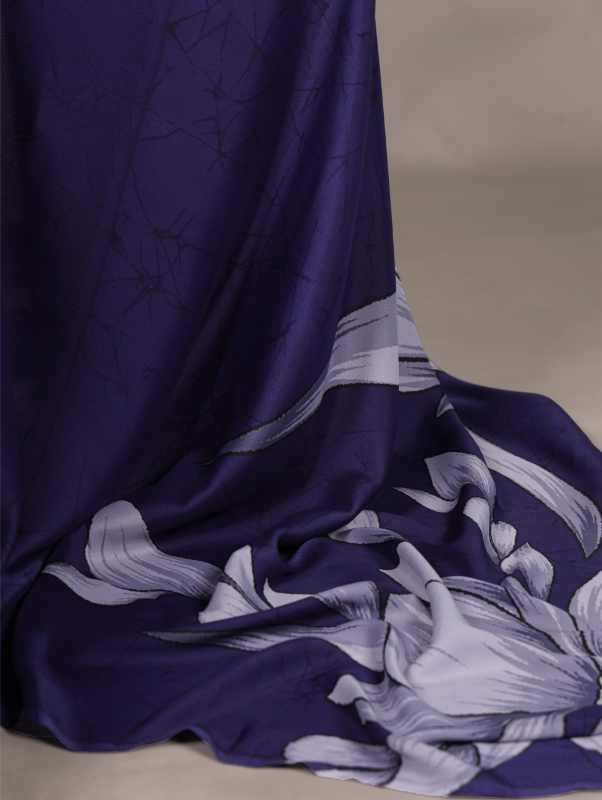 Satin Silk Printed Saree in Purple