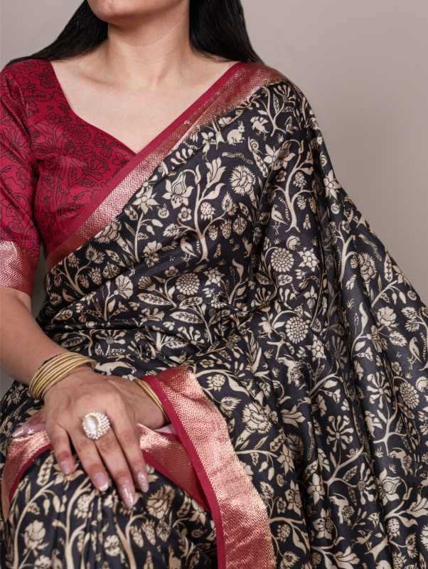 Tussar Silk Printed Saree in Light Pink