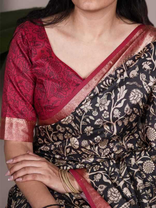 Tussar Silk Viscose Saree in Pink
