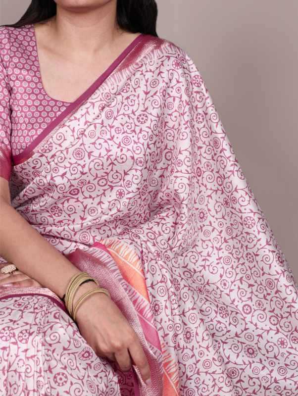 Tussar Silk Viscose Saree in Pink