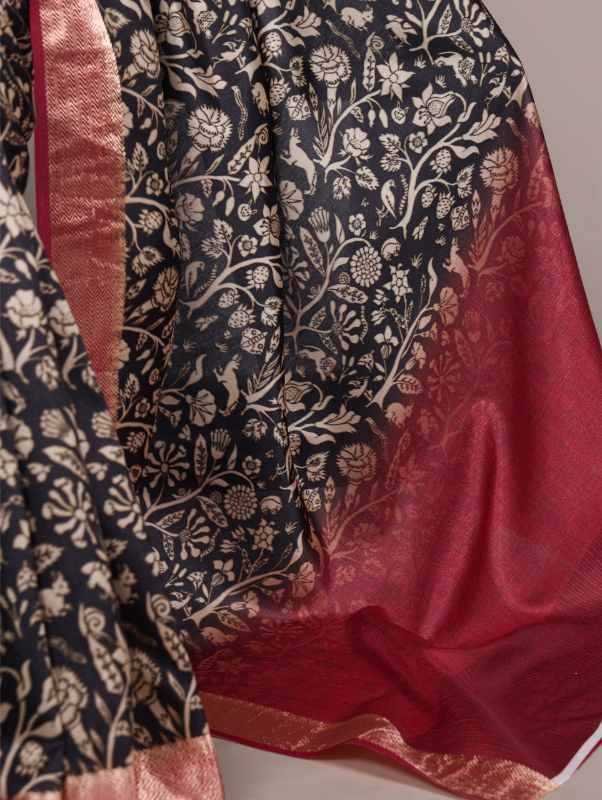 Tussar Silk Viscose Saree in Pink