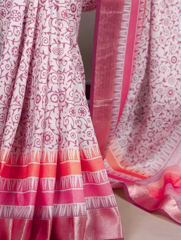 Tussar Silk Viscose Saree in Pink