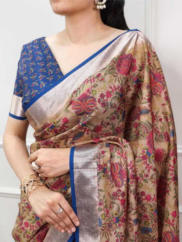 Tussar Silk Designer Saree in Brown