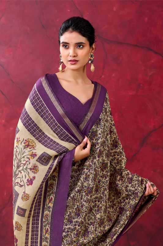 Chanderi Cotton Designer Saree in Purple