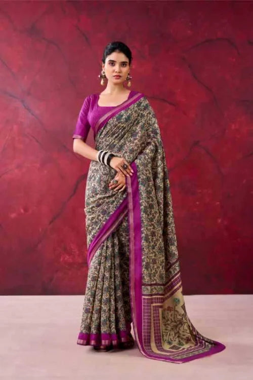 Chanderi Cotton Designer Saree in Purple