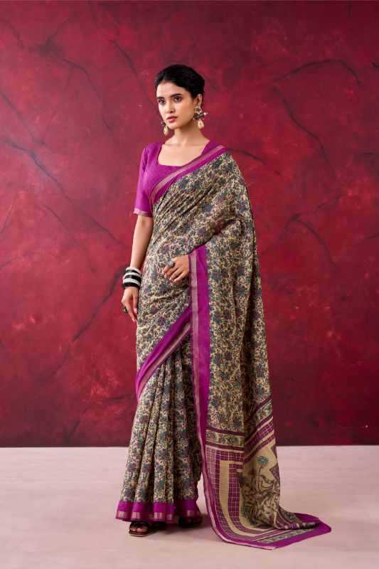 Chanderi Cotton Designer Saree in Purple