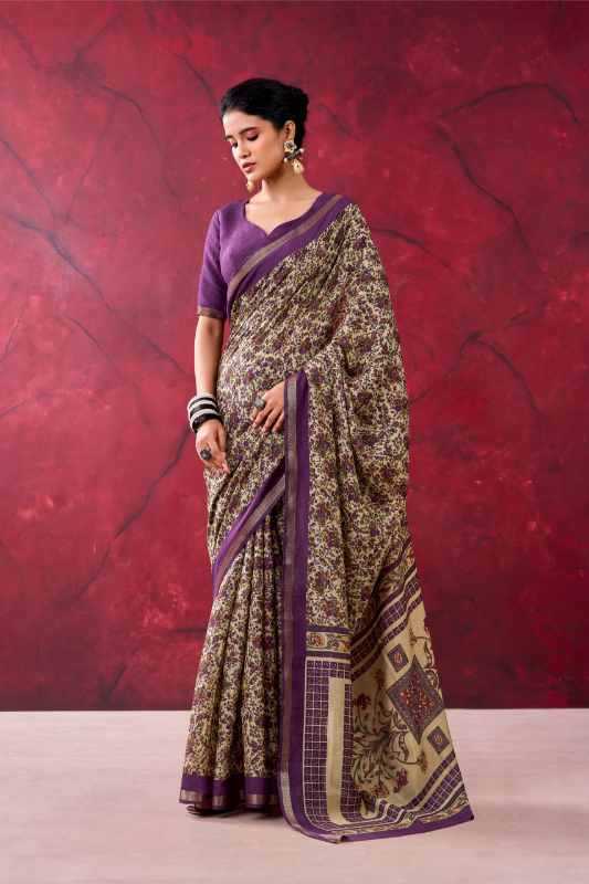Chanderi Cotton Designer Saree in Purple