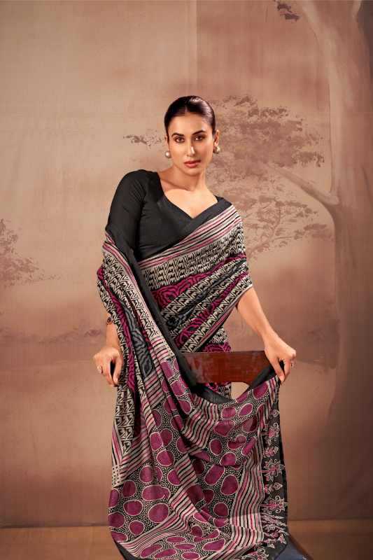 Cotton Designer Saree in Brown