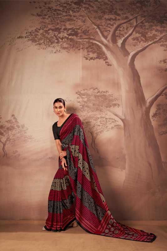 Cotton Designer Saree in Brown