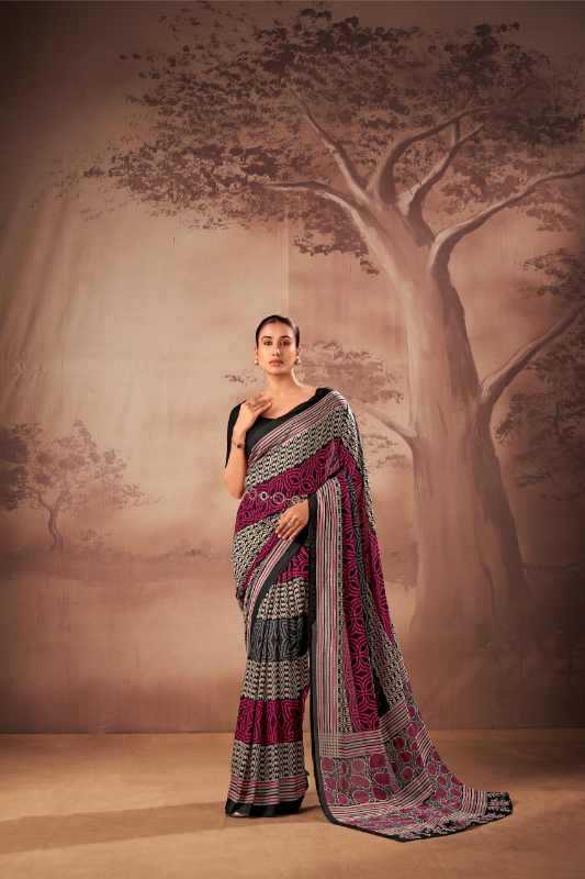 Cotton Designer Saree in Brown