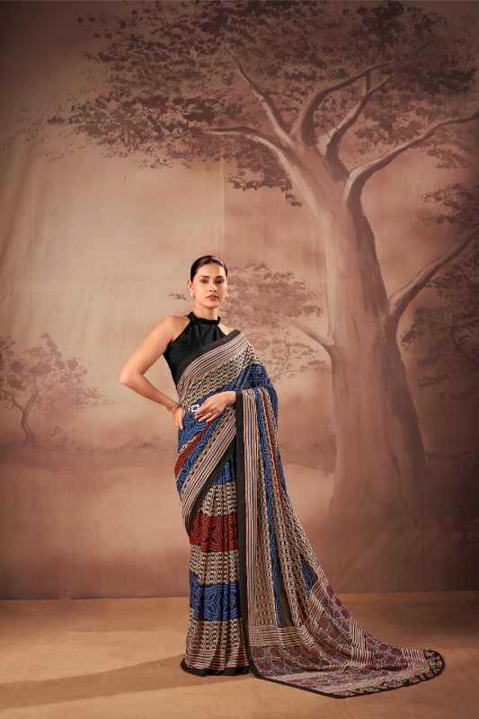 Cotton Designer Saree in Brown
