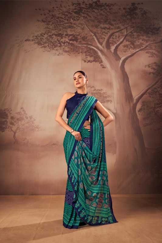 Cotton Designer Saree in Brown