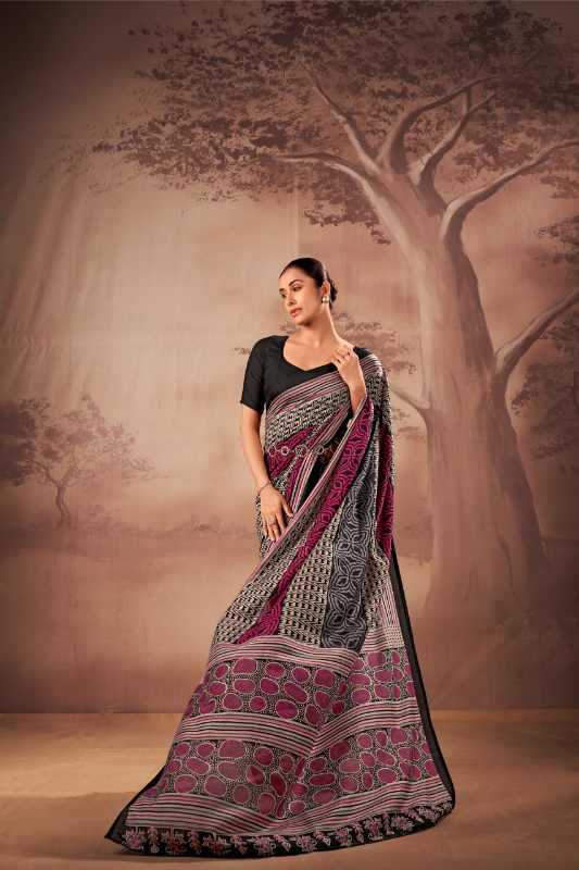 Cotton Designer Saree in Brown