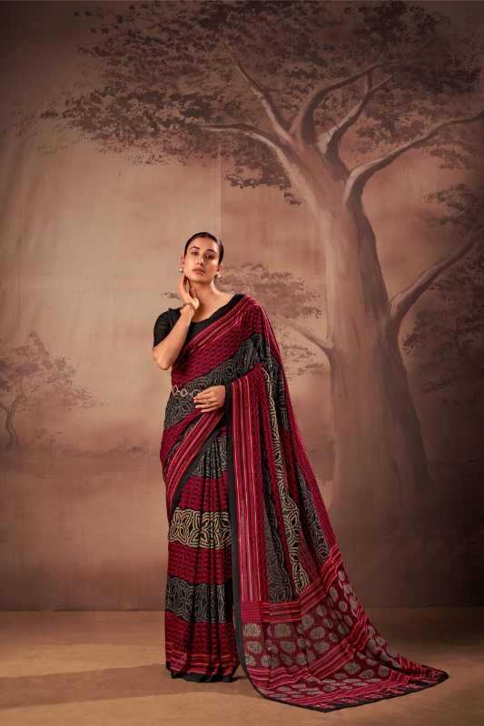 Cotton Designer Saree in Brown