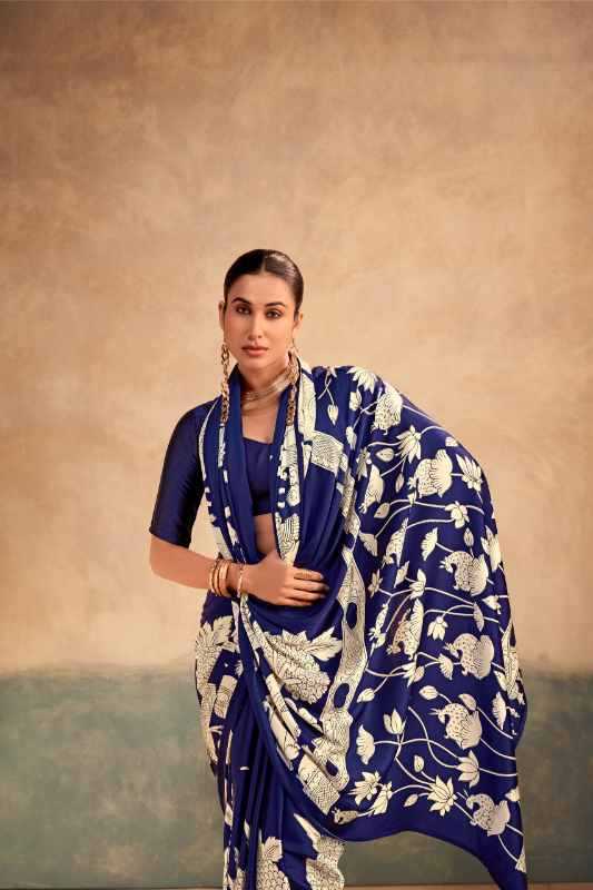 Satin Silk Designer Saree in Black