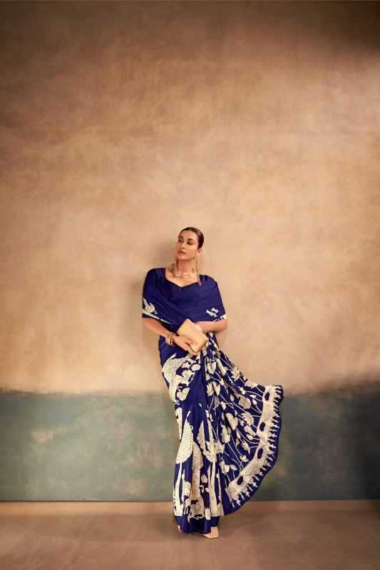 Satin Silk Designer Saree in Black