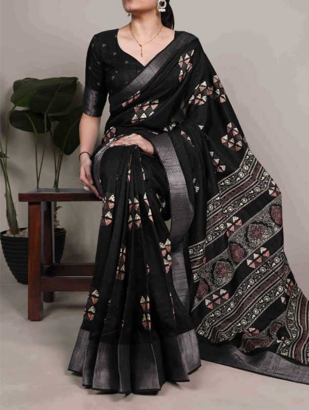 Slub Silk Printed Saree
