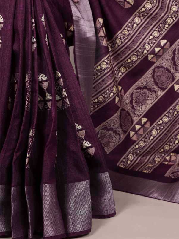 Slub Silk Printed Saree