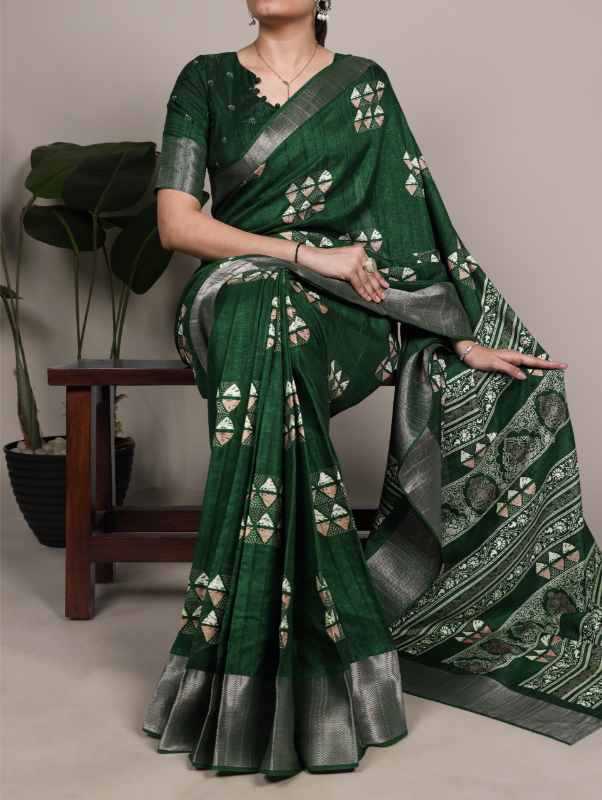 Slub Silk Printed Saree