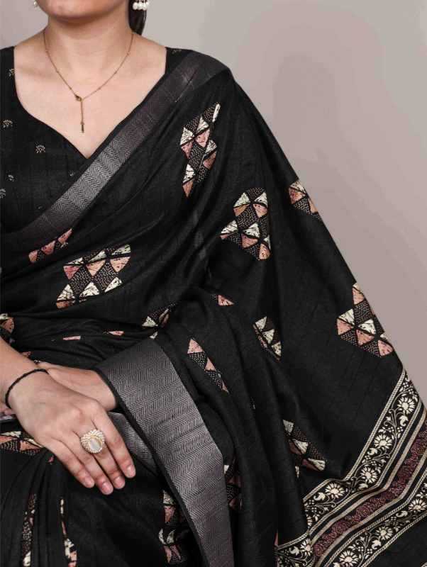 Slub Silk Printed Saree